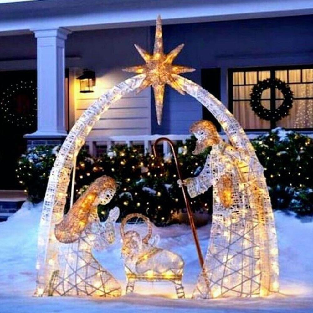 Mylight Light Nativity Set Nativity Scene Christmas Garden Yard Decor With Lights Stakes F