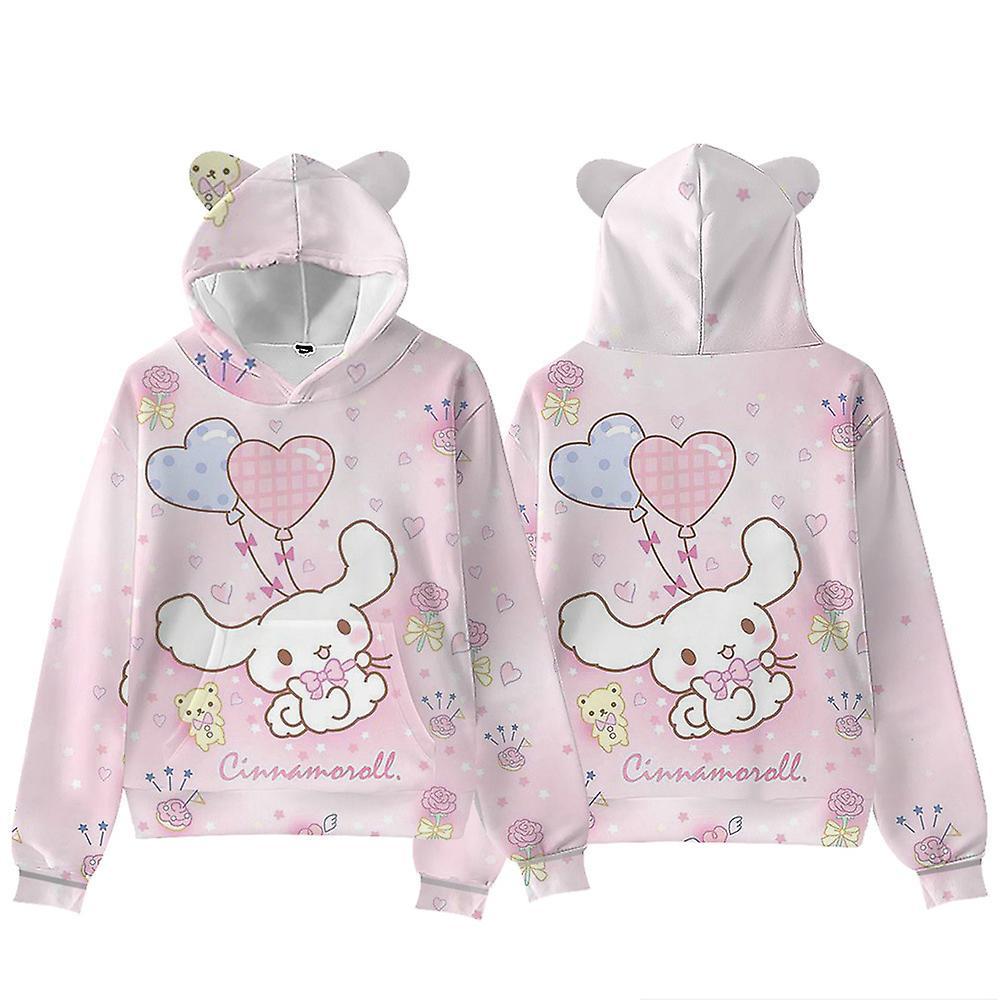 Vicbuy Cinnamoroll Theme Long Sleeve Hooded Sweatshirt Loose Winter Fall Casual Hoodies A S