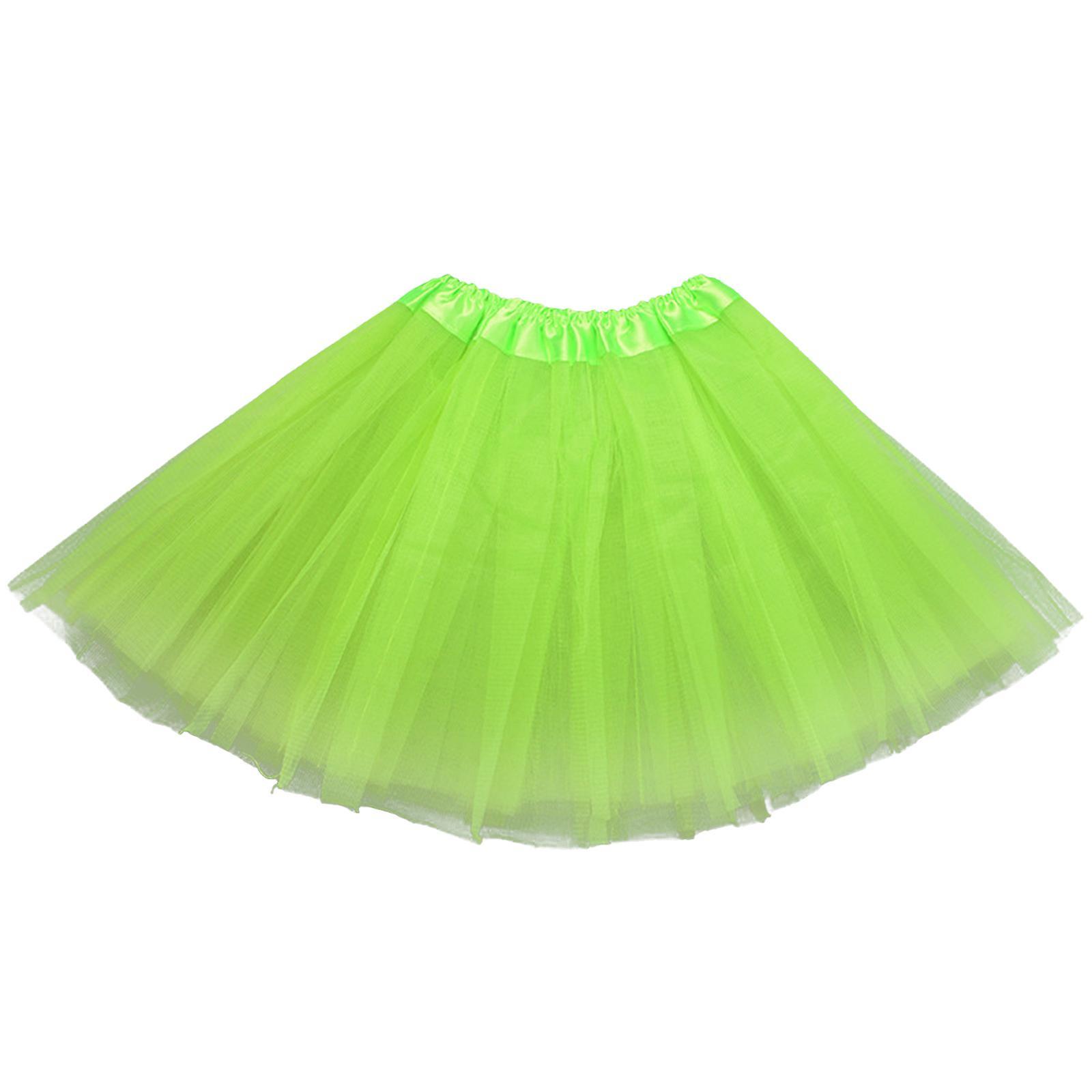 Mardi Gras Costume Womens Pleated Gauze Ballet Skirt Adult Tulle Skirts Dancing Skirt Green Free Size