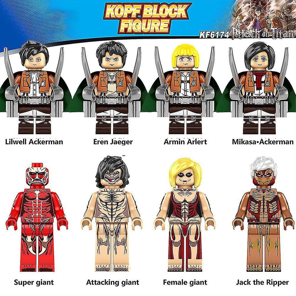 Camila 8pcs Attack On Titan Series Minifigures Building Blocks Kit, Super Giant Lilwell Ackerman Mini Action Figures Toys Fans Gifts For 6 Years + ...