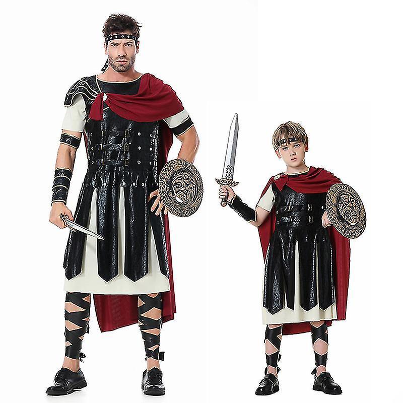 Spartan Warrior Costume Set Roman Gladiator Cosplay Halloween Carnival Costume For Adult Child WHBYV Adult no shield knife M