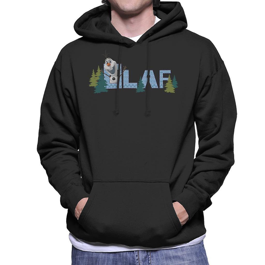 Disney Frozen Olaf Surrounded By Trees Men's Hooded Sweatshirt Black Medium