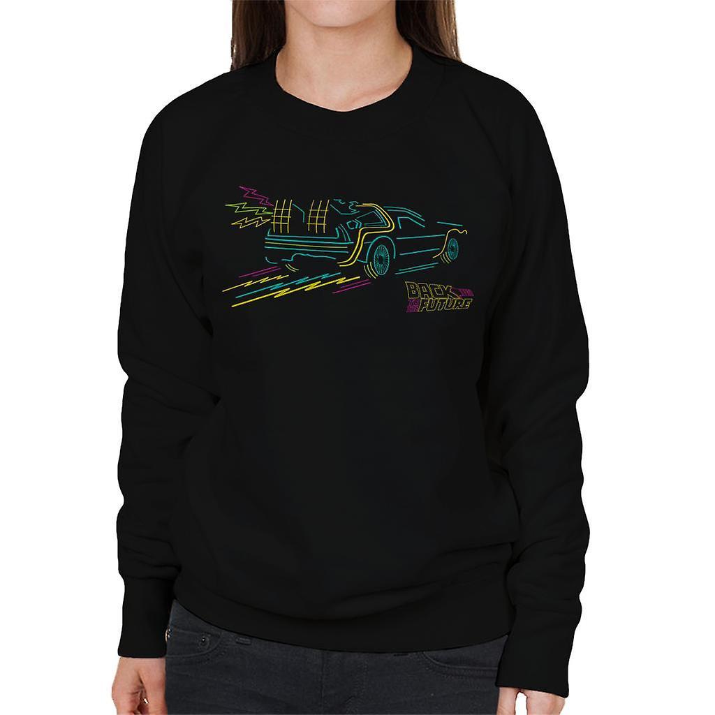 Back to the Future Delorean Neon Take Off Women's Sweatshirt Black Large