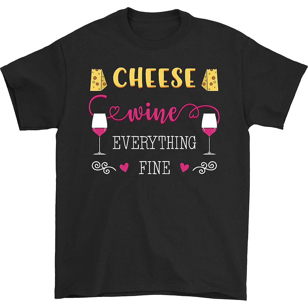 HISHARK Cheese wine everything fine t-shirt Black XL