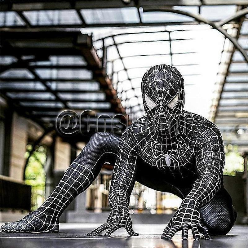 Hxetlv Tobey Maguire Spiderman Costume Black/Red Raimi Spider Man Cosplay Superhero Zentai Suit Halloween Costumes for Adults/Kids 110