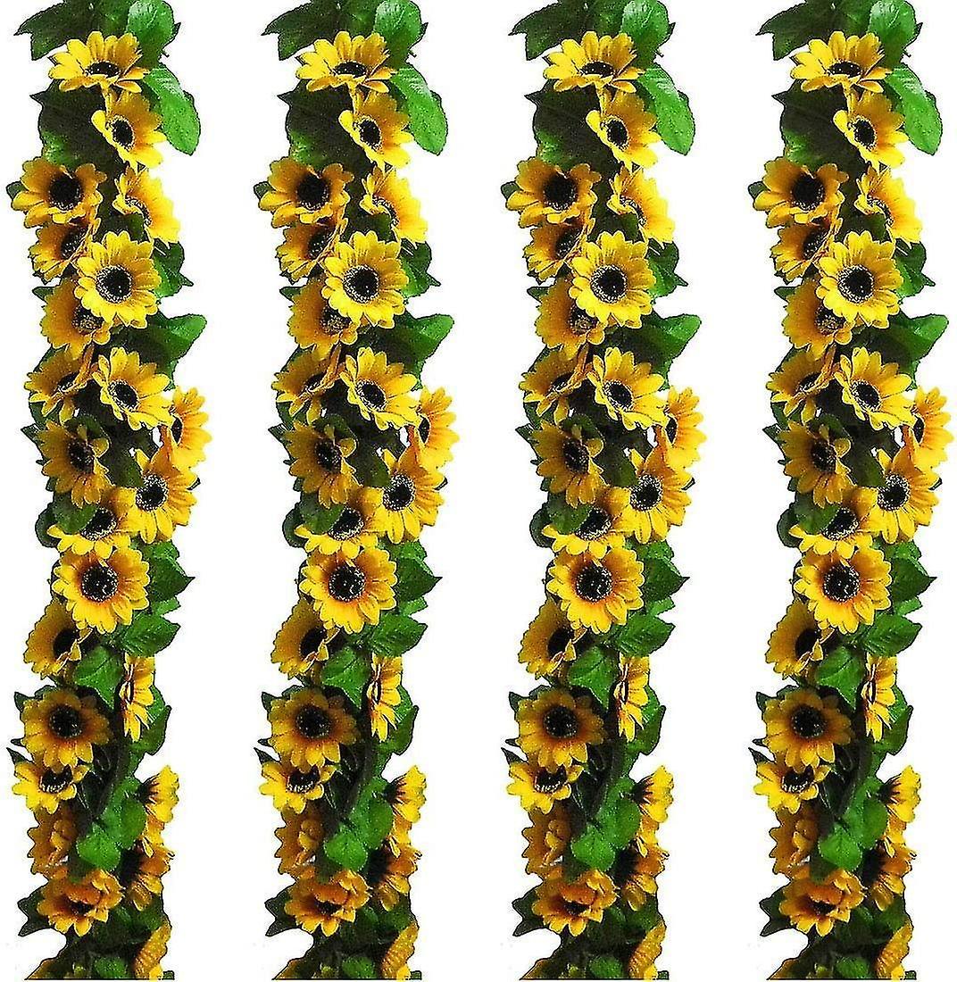 Bosheng 7.2ft/pc Artificial Sunflower Garland With 32pc Sunflower Heads Silk Flower Ivy Vine Garland Sunflower Decor For Home Kitchen Wedding Arch ...