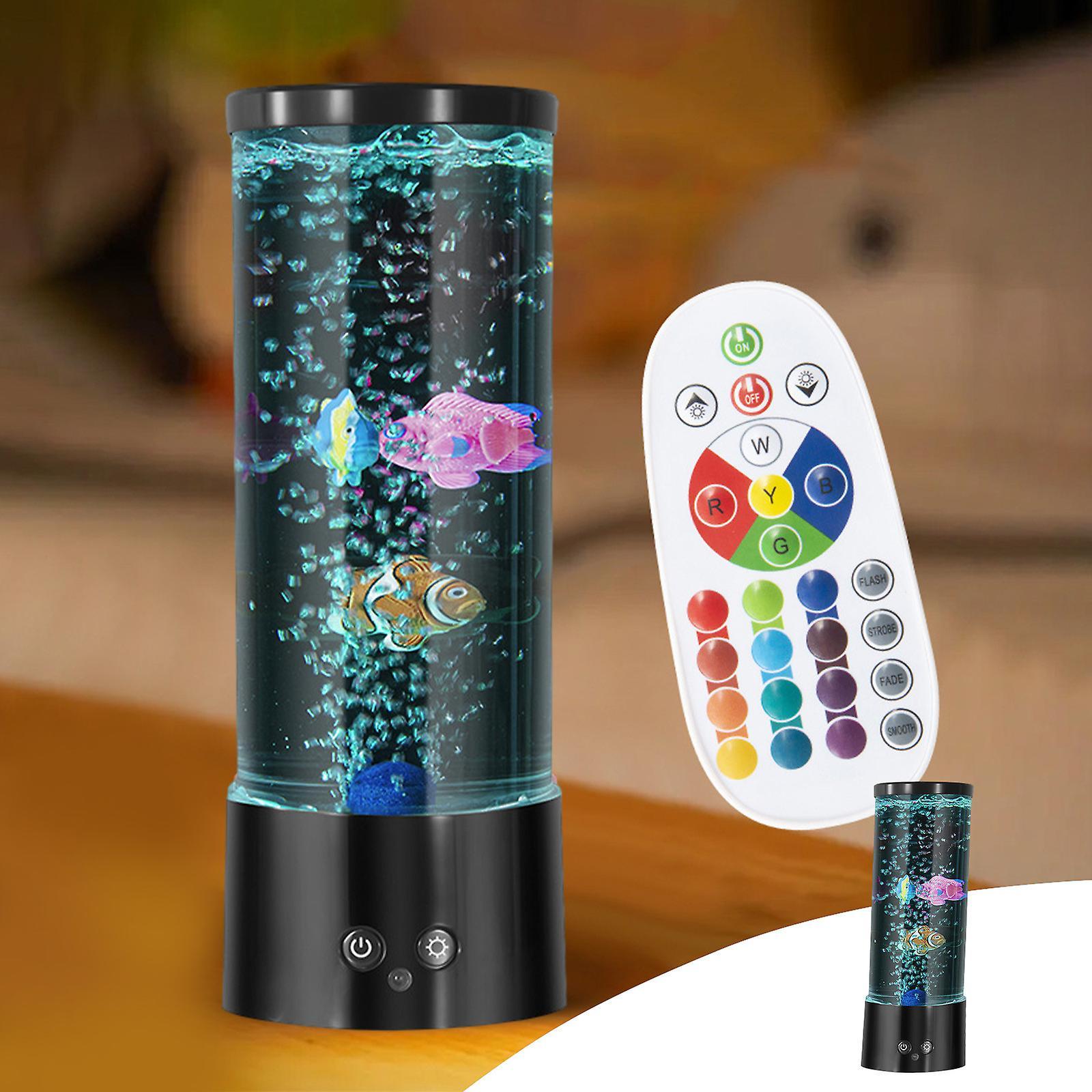 Baodan LED Fish Lava Lamp, Fish Aquarium Decorative Lamp With Remote Control, Mini Bubble Lamp With Multi-Color Changing Aquarium Light, Aquarium L...