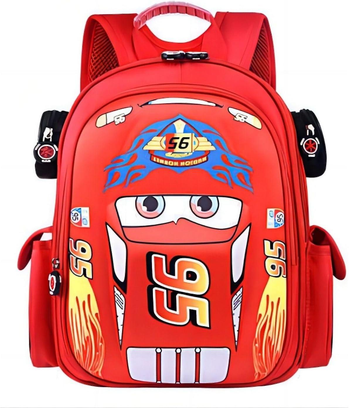 Ubiuo Kids Caroon Car Backpack, Novelty Toddler Backpack Waterproof Schoolbag Cute Backpacks For Boys Girls (red)