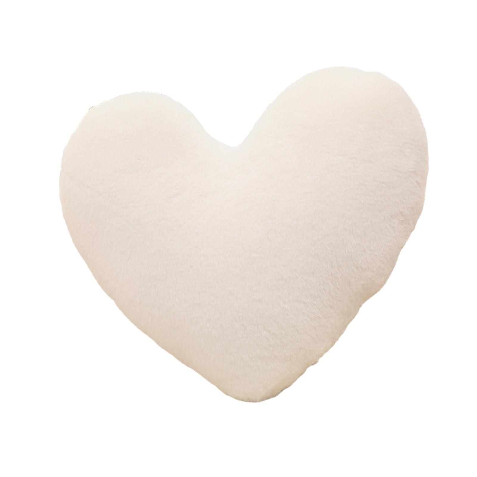 Yirtree Heart Pillow Thick Elastic Cozy Fully Stuffed Room Decor Pillow Solid Color Colorfast Plush Sofa Living Room Bedside Bed Cushion Toy White