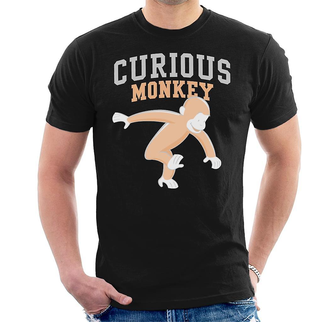 Curious George Monkey Sports Font Men's T-Shirt Black XX-Large