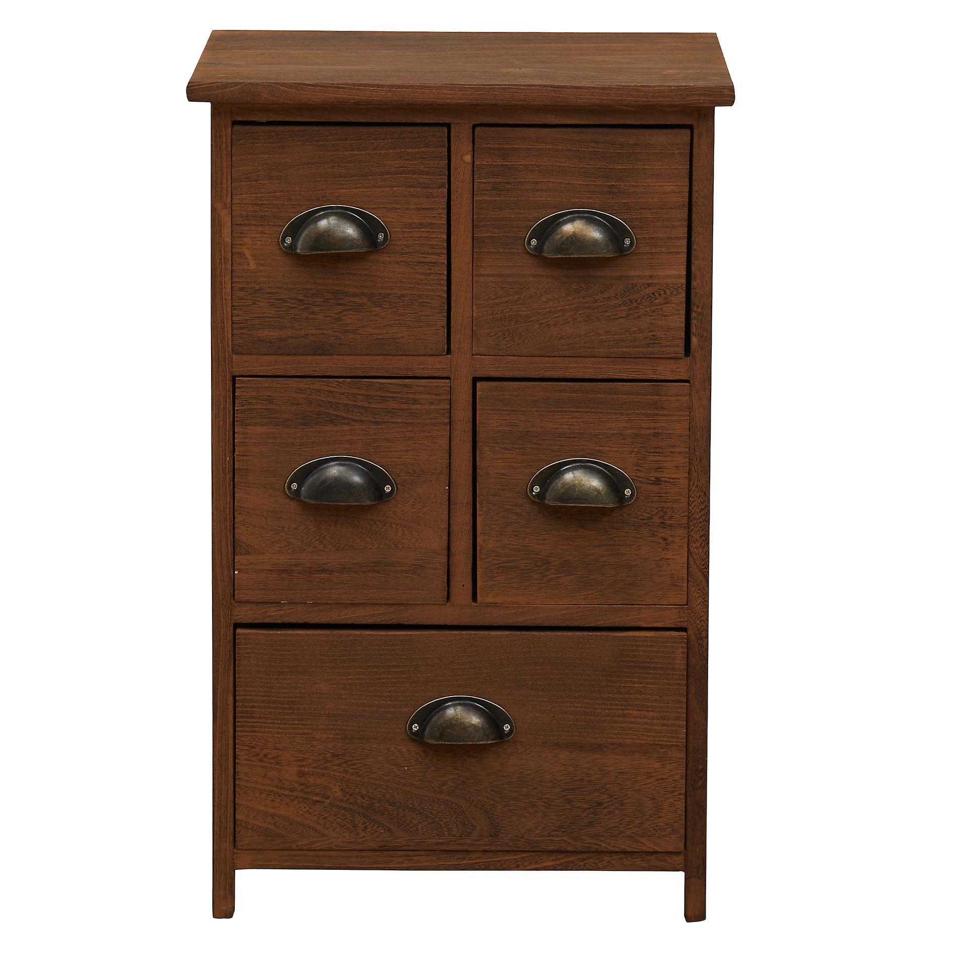 Mobili Rebecca Rebecca Furniture Bedside Tables Bathroom Cabinet Chest of Drawers Brown Retro Vintage 66x40x30