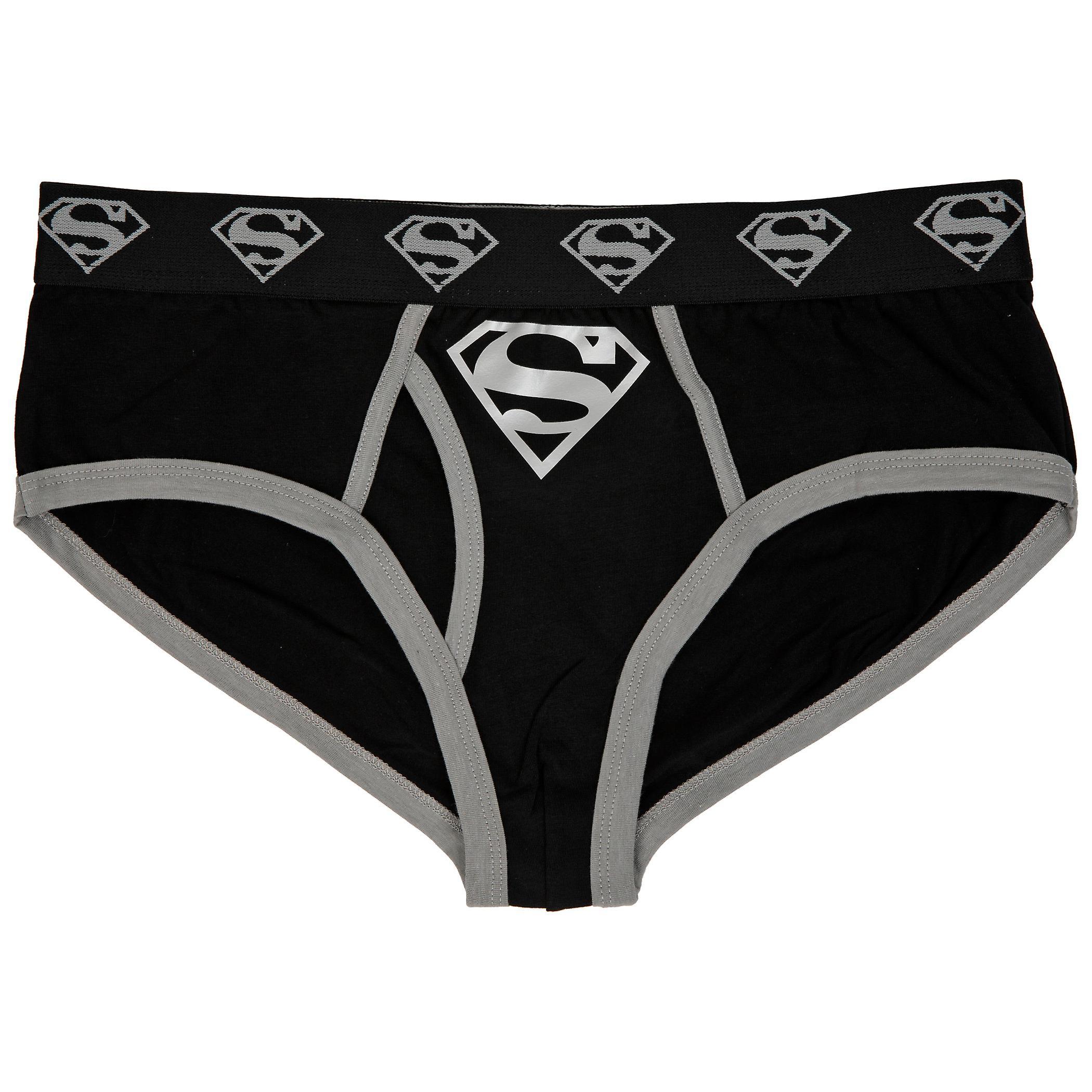 DC Comics Superman Silver Logo Men's Underwear Fashion Briefs Black Large (36-38)