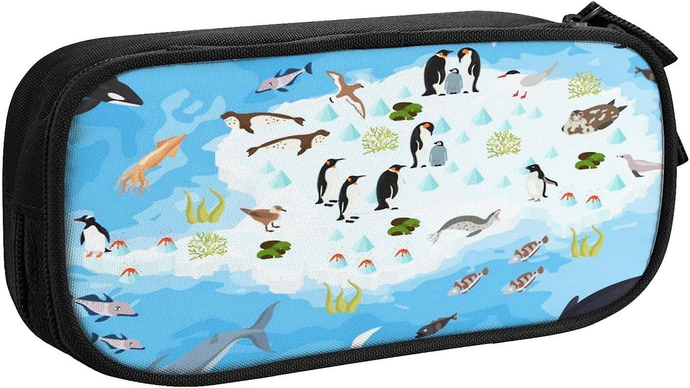 Kerota Pencil Case Fish Isometric Antarctica Flora Large Capacity Pencil Bag Pen Case Pouch Desk Organizer Pencil Cases For Boys Girls School Stude..