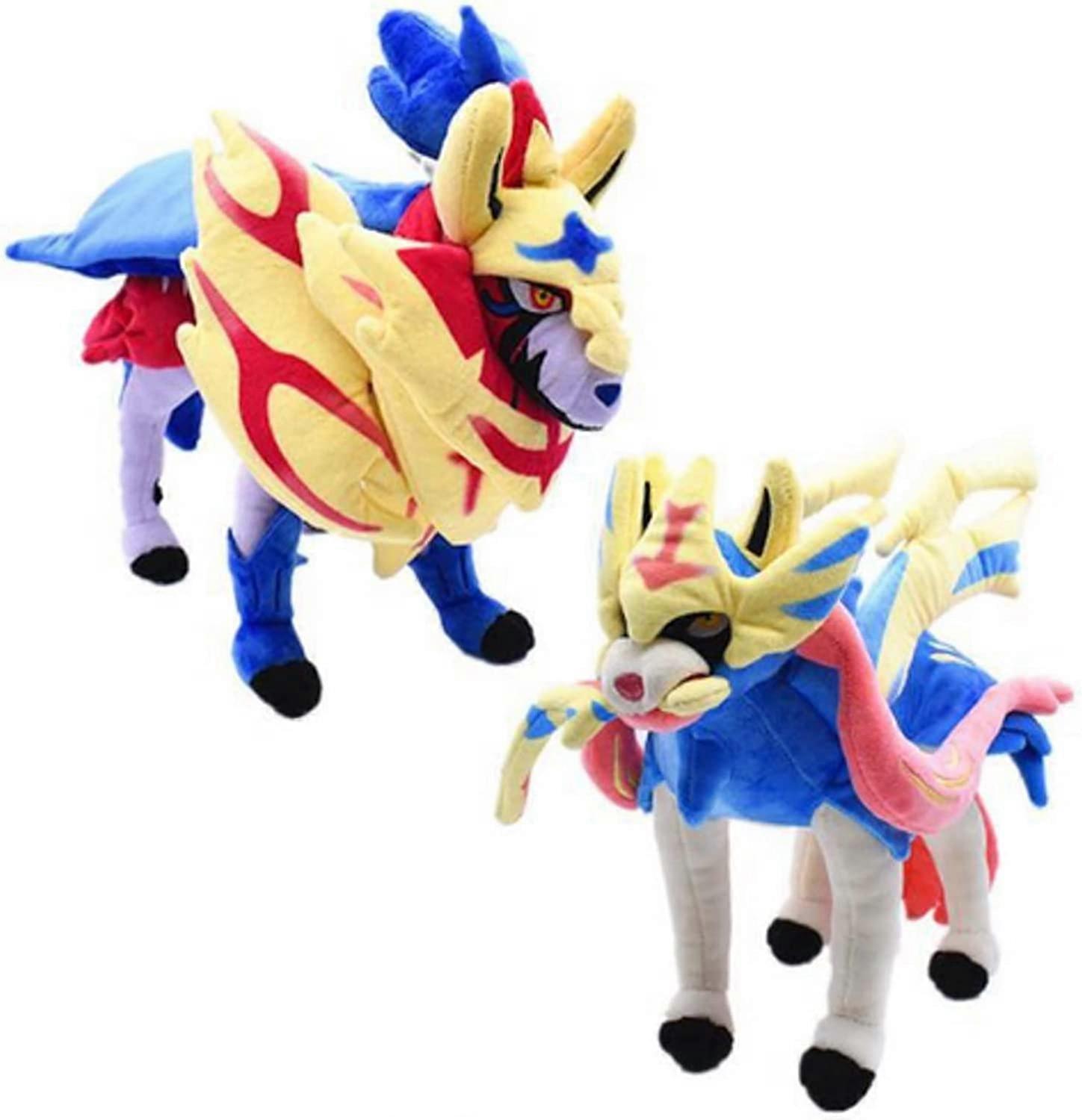 Baicccf KATEA 2Pcs Anime Plush Anime Sword and Shield Zacian Zamazenta Plush Toy Animals Elf Cartoon Stuffed Doll Gift for Kids Children 30Cm