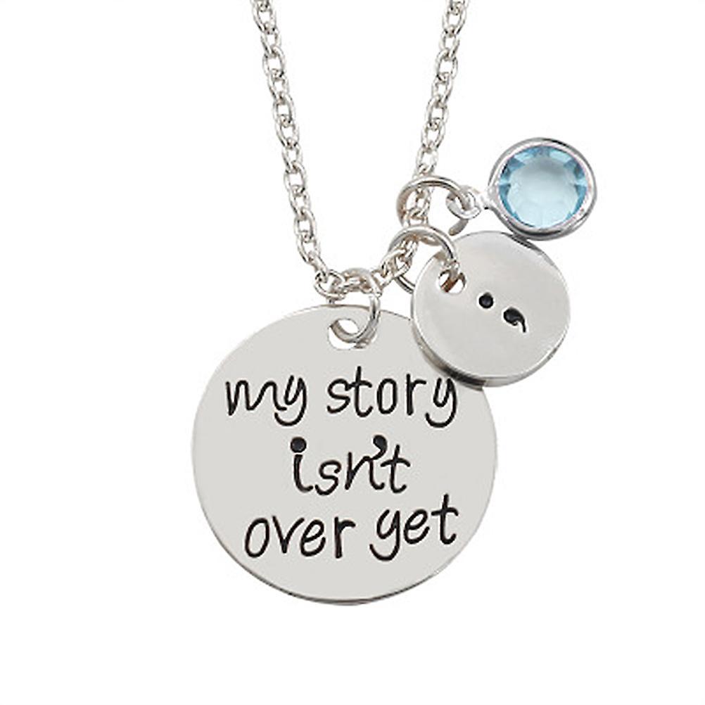 Winomo My Story Isn't Over Yet Necklace Semicolon Jewelry Personalized Jewelry Birthday Graduation Gift (silver)