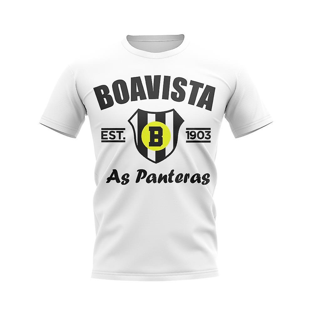 UKSoccerShop Boavista Established Football T-Shirt (White) Blue Womens S (Size 10 - 32 inch Chest)