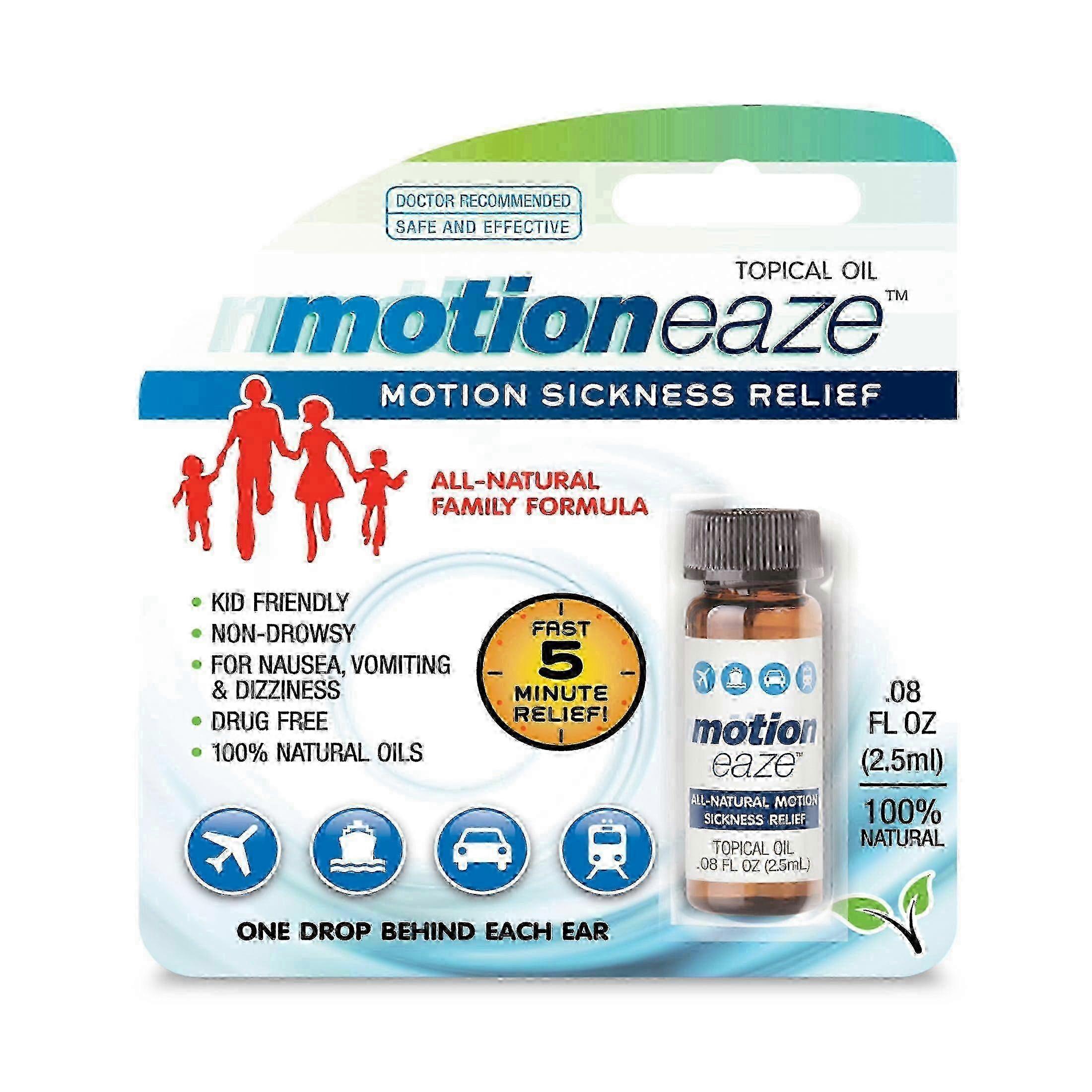 Schmidt's Motioneaze Motion Sickness Relief Topical Oil, 20 Applications, 0.08 Oz