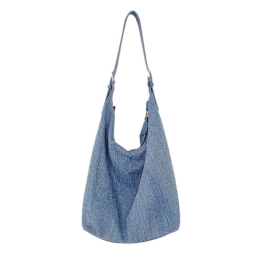 unbrand Denim Bucket Tote Bag for Women Girls Handbags Large Capacity Shoulder Bag Light blue