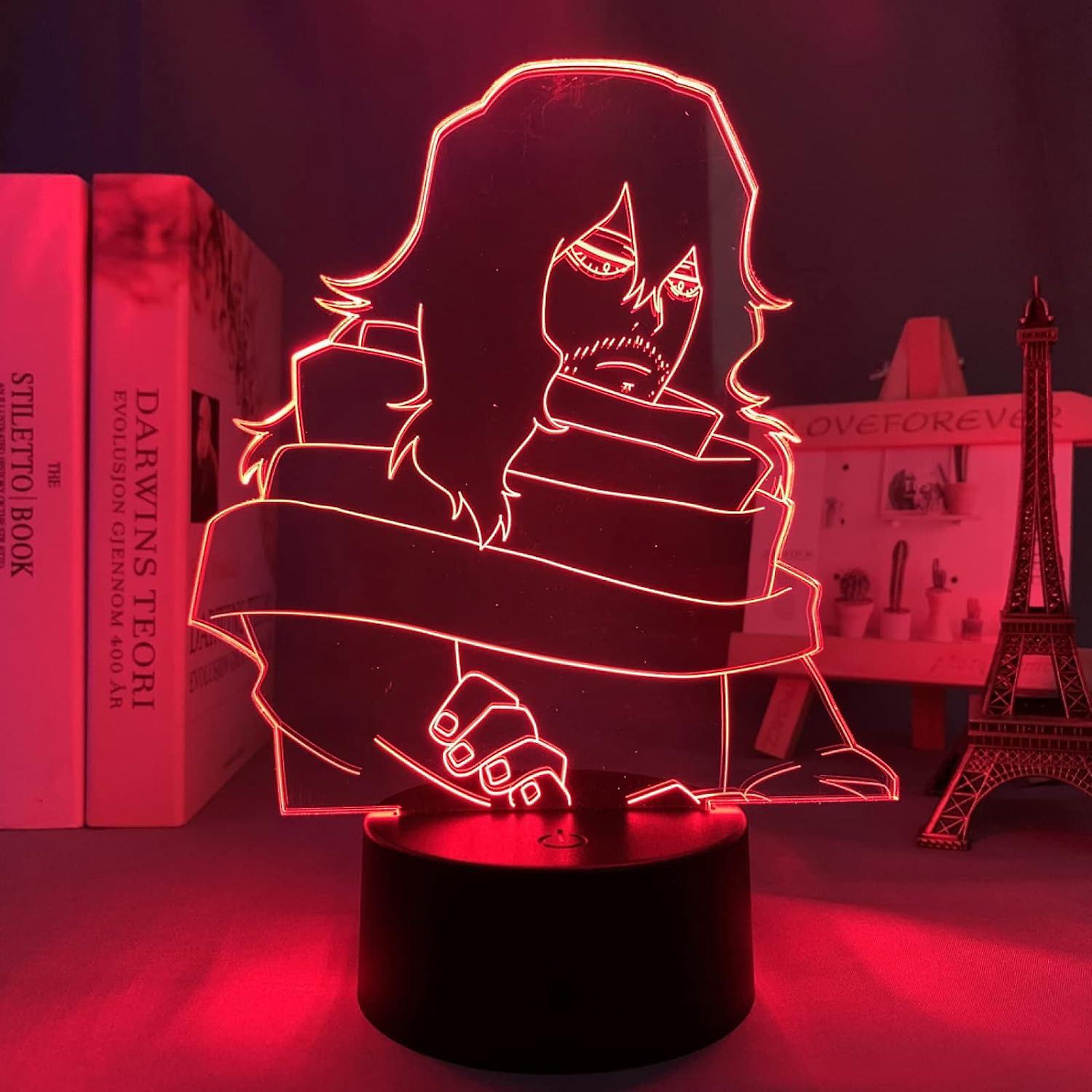 Xcy 3D Night Light for Boys Led Light Anime Academia Shota Aizawa for Kid Bedroom Decoration Child Gift Room Decor 3D Lamp Manga PXJD