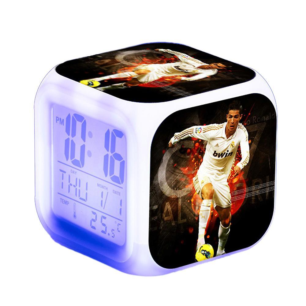 Mylight Cristiano Ronaldo Alarm Clock 7-colors Changing Night Light Bedroom Decoration Student Clock Gift B