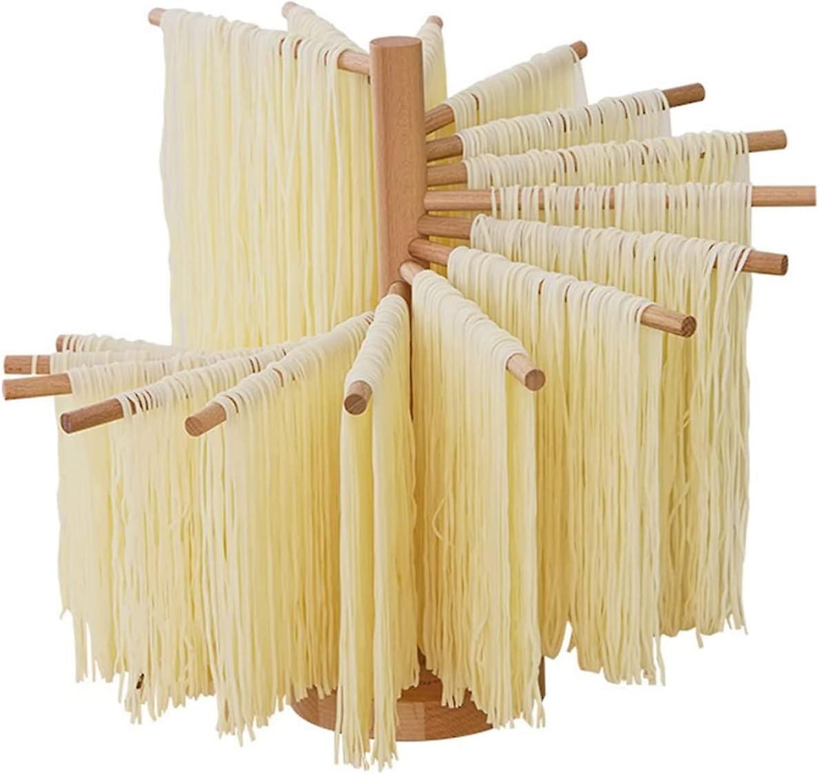 Hoh Collapsible Pasta Drying Rack Wooden Spaghetti Stand Dryer With 16 Suspension Rods Homemade Fresh Noodle Hanger Pasta Stand For Drying