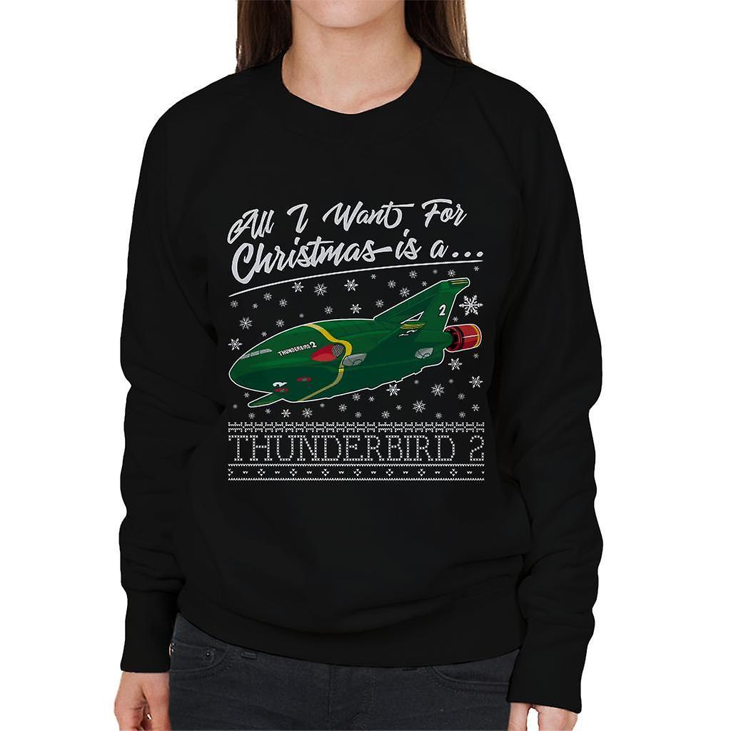 Thunderbirds All I Want For Christmas Is Thunderbird 2 Women's Sweatshirt Black XX-Large