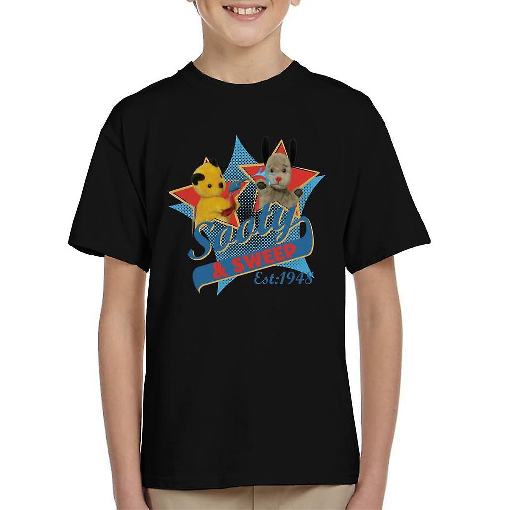 Sooty & Sweep Retro Water Sprayer Kid's T-Shirt Black Small (5-6 yrs)