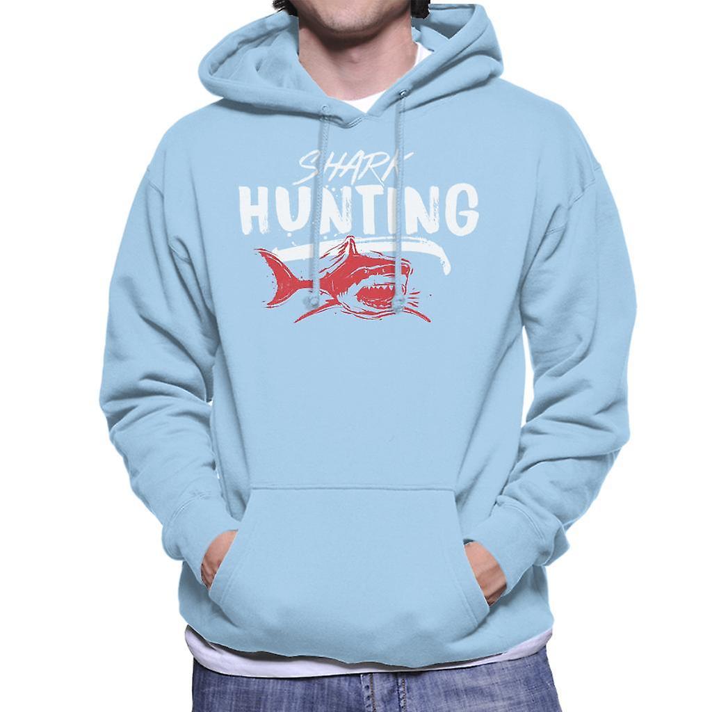 Jaws Shark Hunting Men's Hooded Sweatshirt Sky Blue Large