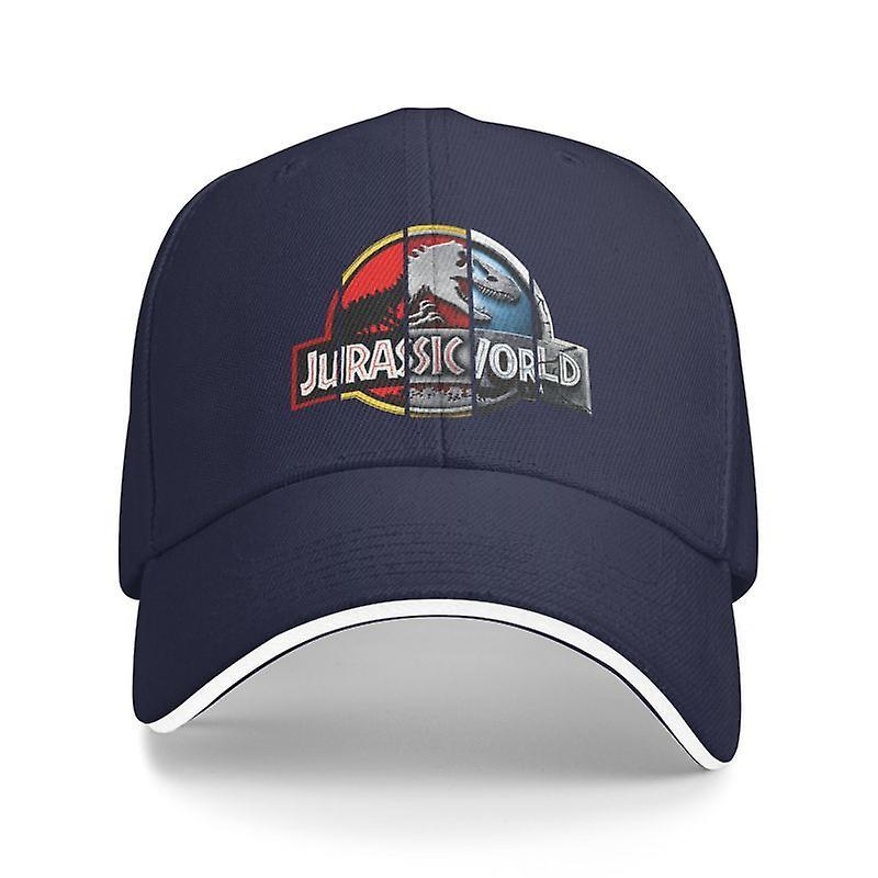 Redkid Classic Jurassic World Park Baseball Cap Adult Unisex Dinosaur Film Adjustable Dad Hat For Men Women Sun Protection Navy Blue