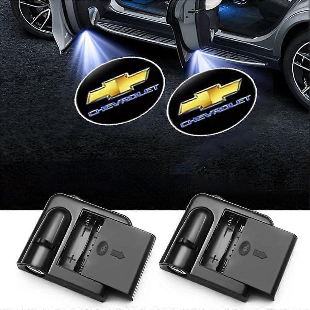 Heyone 2Pcs Compatible with Chevrolet Chevy Wireless Car Door Logo Light LED HD Welcome Courtesy Ghost Shadow Projector Lamp Compatible