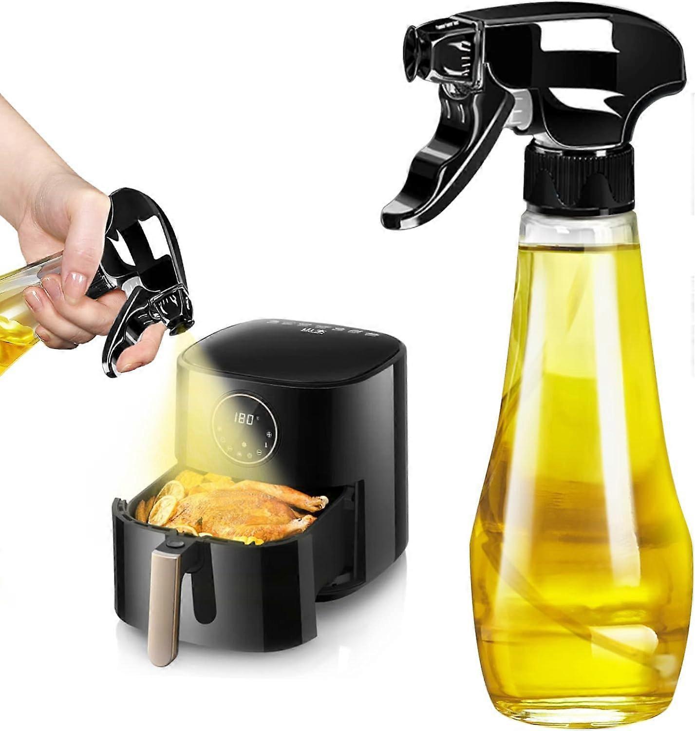 Tinor New Oil Sprayer Black Oil Spray Bottle 200ml Upgraded Oil Sprayer for Edible Oil, Glass Oil Spray Bottle for Hot Air Fryer