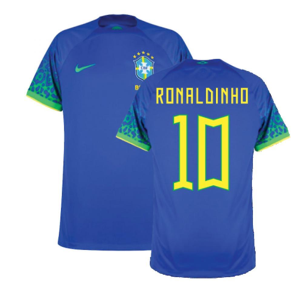 Nike 2022-2023 Brazil Away Shirt (RONALDINHO 10) Blue M