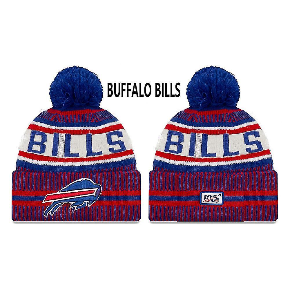 Sunshine Foreign Trade Nfl Plus Velvet Wool Hat American Football Team Hat Stretch Knit Hat Embroidered Letter Sports Hat Nfl BUFFALO BILLS