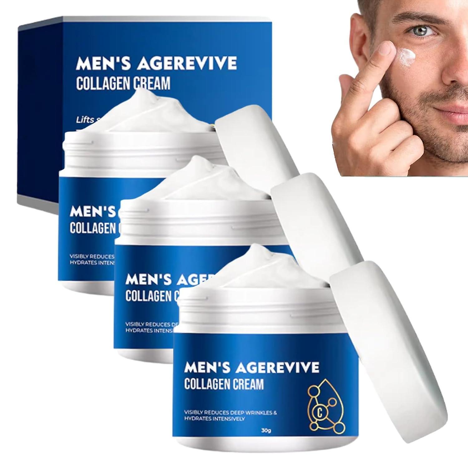 unbrand Mens Agerevive Collagen Cream, Collagen Men's Anti-aging Wrinkle Cream, Men's Collagen Cream With Hyaluronic Acid & Niacinamide 3 pcs