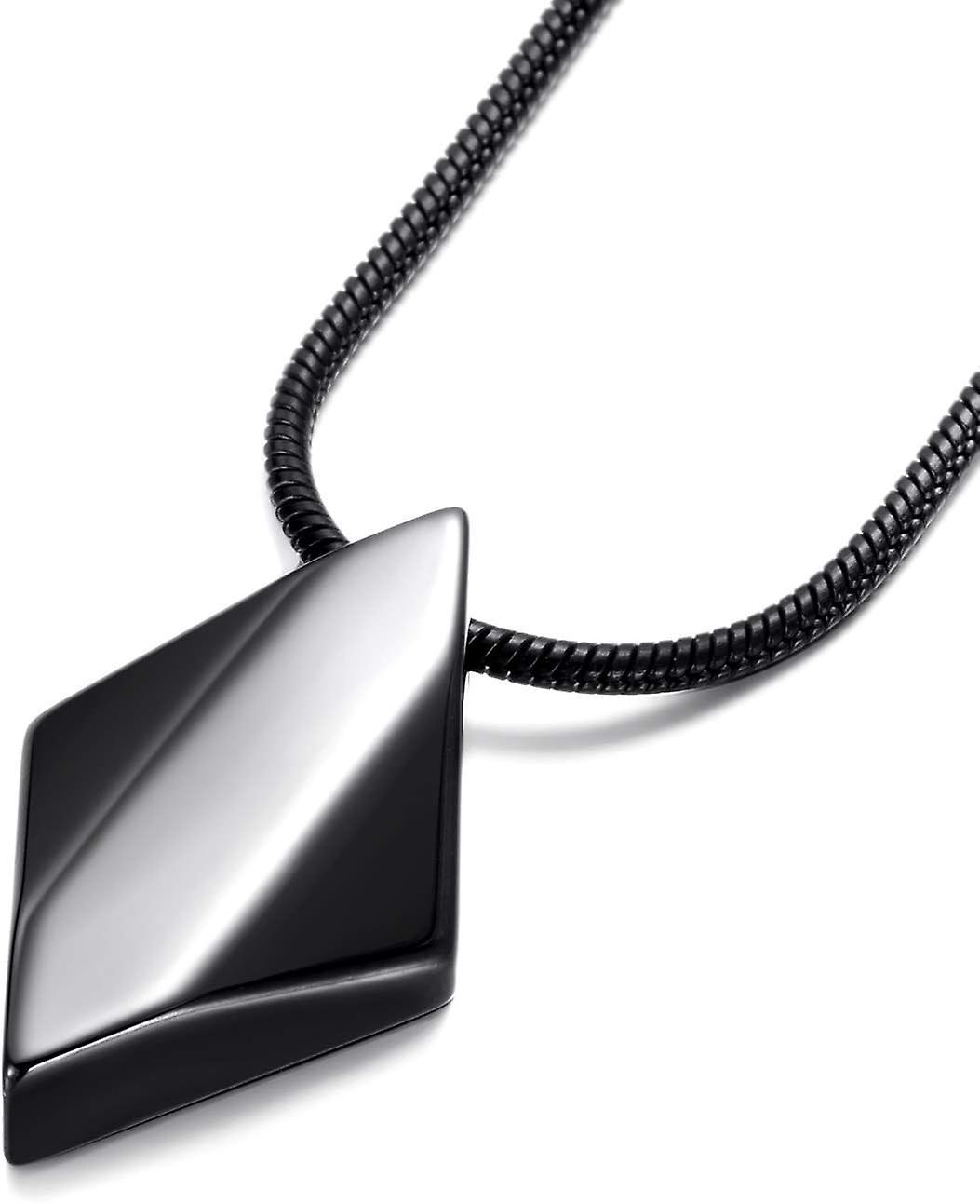 Morakot Men's Tungsten Carbide Pendant Necklace Geometric Tungsten Pendant With 22 Inches Stainless Steel Snake Chain Black