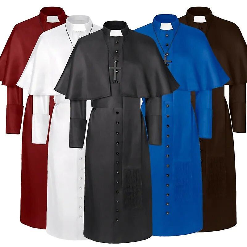 Duqi Medieval Priest Costume Catholic Church Religious Roman Retro Pope Pastor Father Mass Missionary Robe Clergy Cassock Full Sets Style 3 L