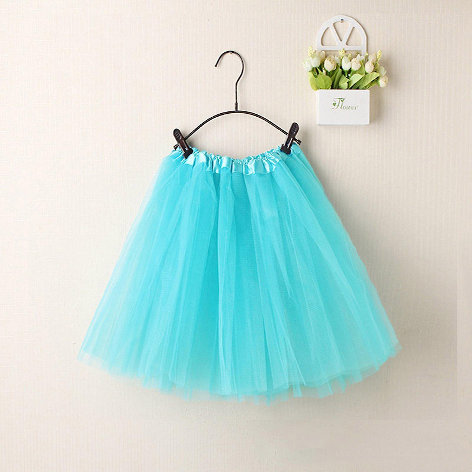 Hongy Womens Tulle Skirts Pleated Gauze Short Adult Tutu Dancing Light blue Free Size