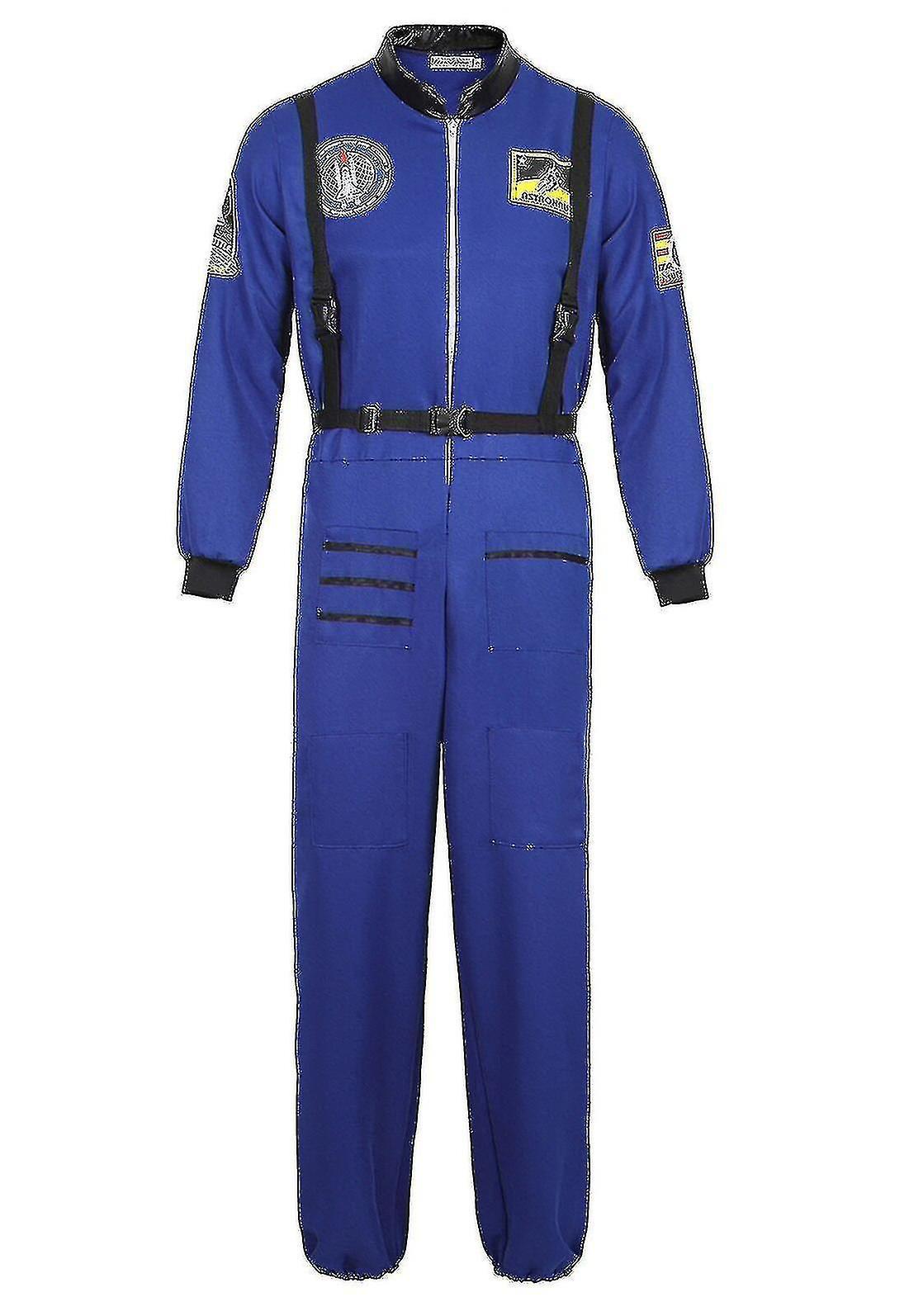 Shznv Astronaut Costume Space Suit For Adult Cosplay Costumes Zipper Halloween Costume Couple Flight Jumpsuit Plus Size Uniform Blue for Men XXXL