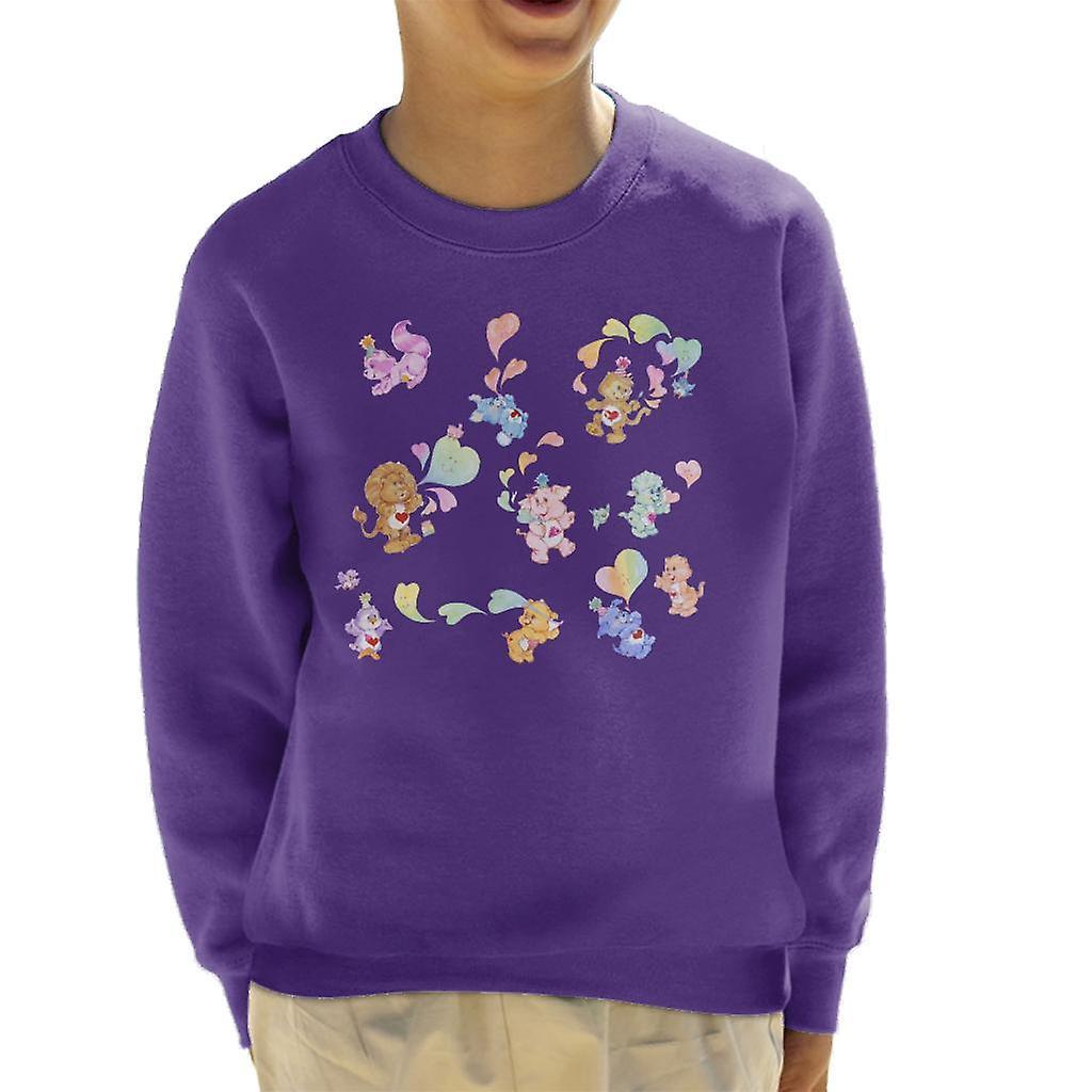 Care Bears Love Heart Montage Kid's Sweatshirt Purple Medium (7-8 yrs)