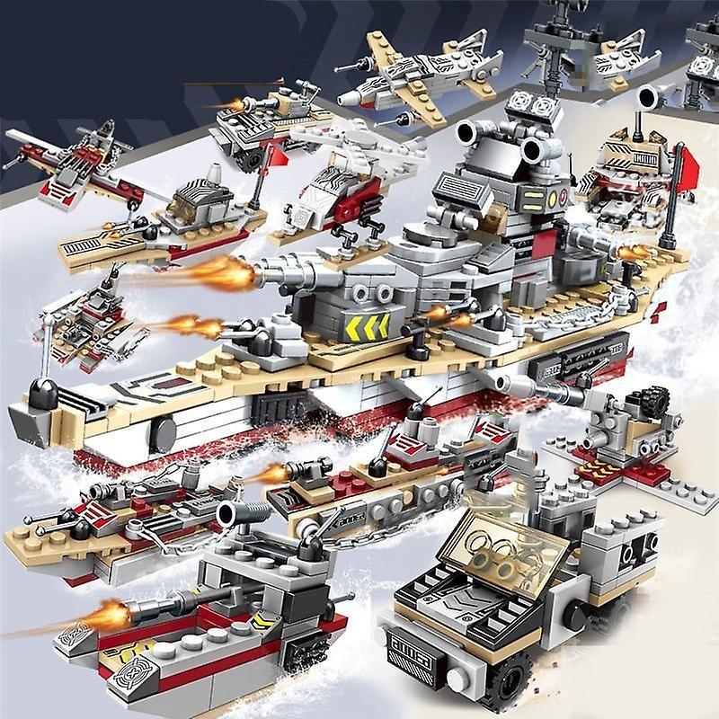 Slowmoose 1000+ Pcs Navy Aircraft Figures - Building Blocks Army Warship Construction 63006 with box