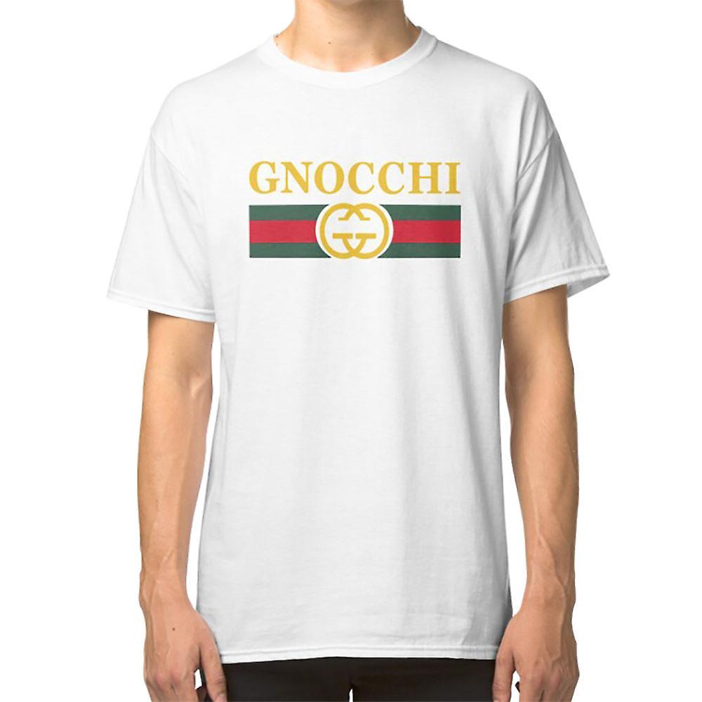 RockShark Funny Gnocchi Pasta Logo T-shirt white M