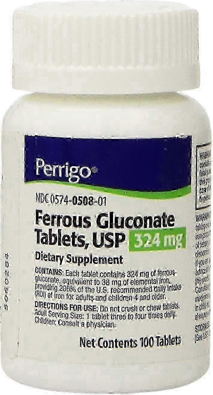 Perrigo ferrous gluconate, 324 mg, tablets, 100 ea