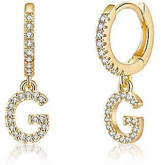 Liangnv Initial Earrings For Girls Women, 925 Sterling Silver Post Hypoallergenic Small Huggie Hoop Earrings Gold Plated Cubic Zirconia Initial Ear...