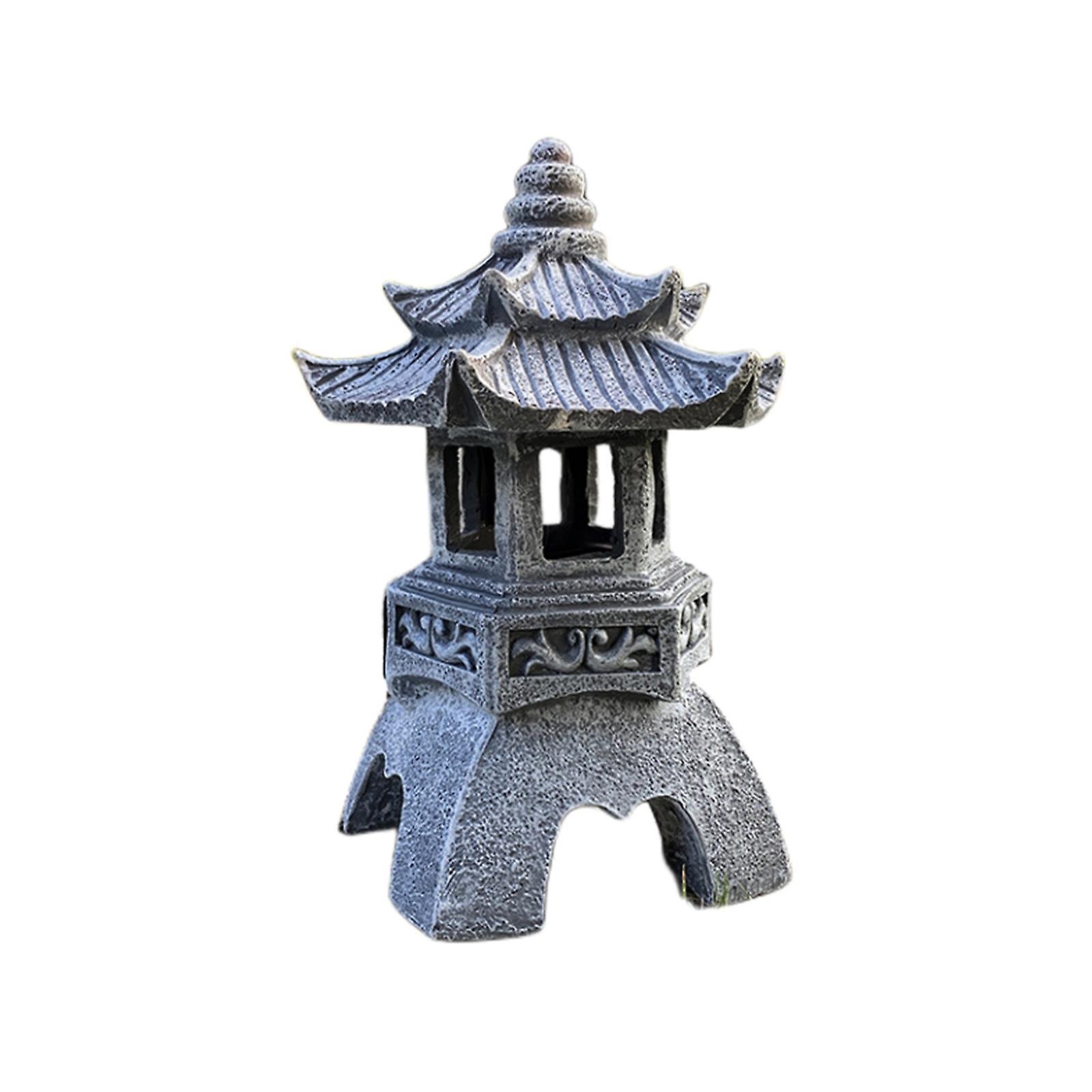 unbrand Outdoor Pagoda Garden Statue, Solar Statue Garden Decoration, Outdoor Garden Lantern, Led Garden Lights With Simulated Pagoda Gray