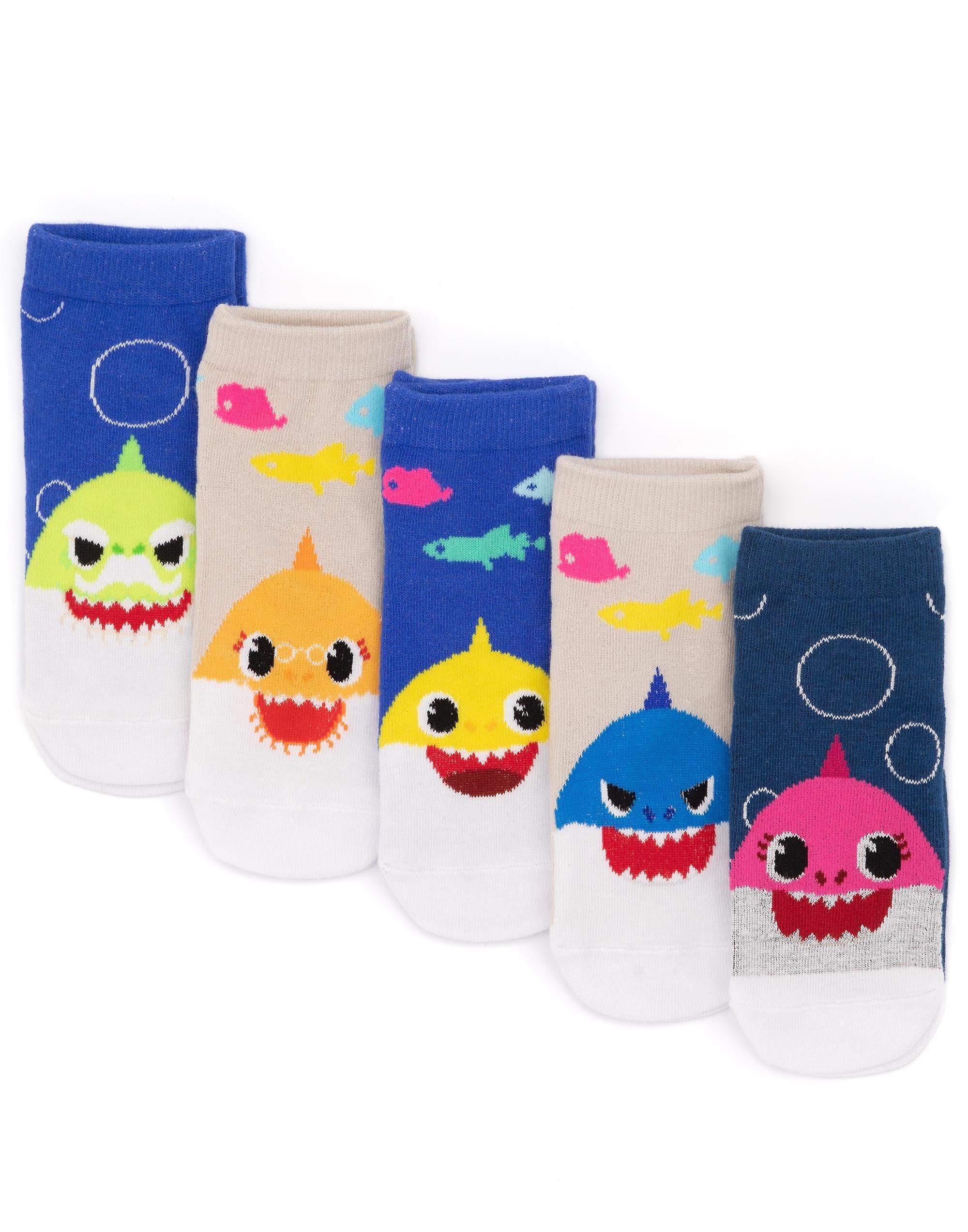 Baby Shark Unisex Kids Calf Socks Set of 5 Multicoloured Multi-Character 6-8.5 UK Child