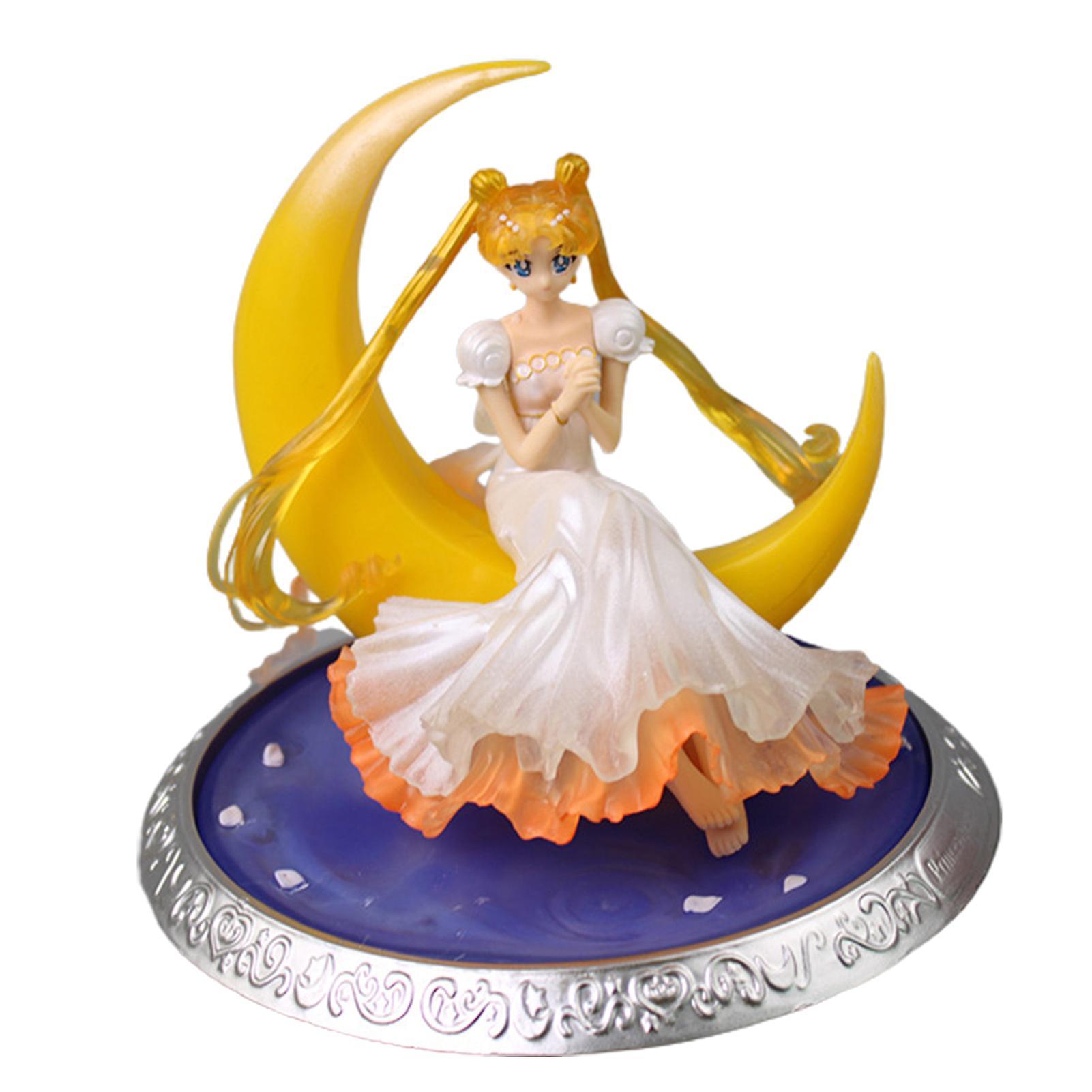 Remorui Sailor Moon Anime Figures Vivid Expression Indeformable Anime Accessory Cake Doll Decoration Anime Sailor Moon for Anime Lover A