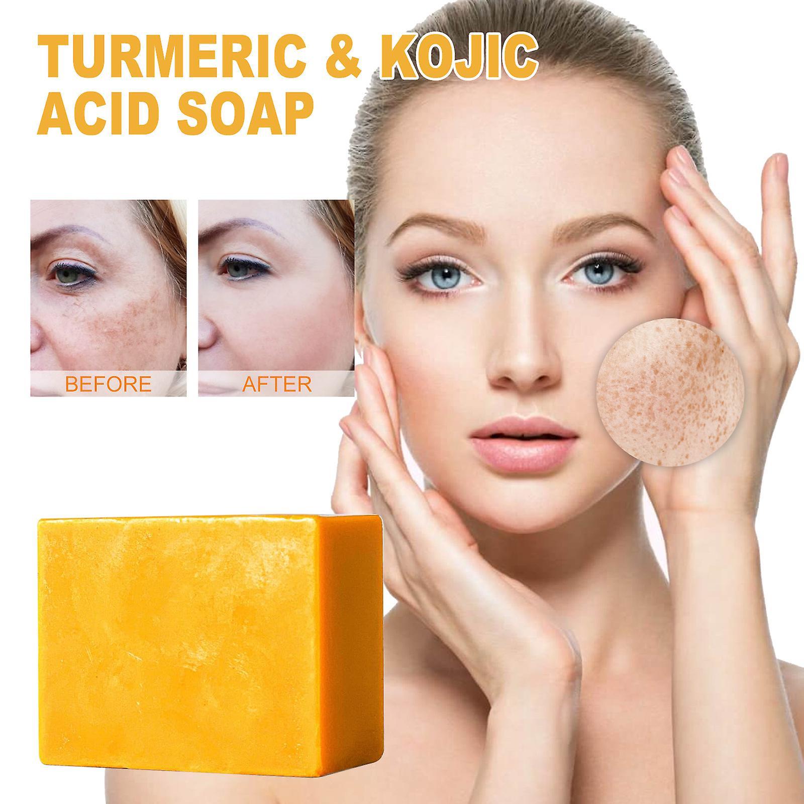 Lelinker Kojic Acid And Tumeric Soap Dark Spot Remover,kojic Soap Dark Spot Remover Skin Brightening Soap,smooth For Face And Body, Firm And Smooth...