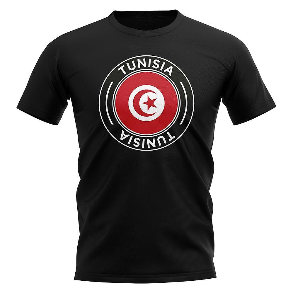 UKSoccerShop Tunisia Football Badge T-Shirt (Black) XXL (50-52 inch)