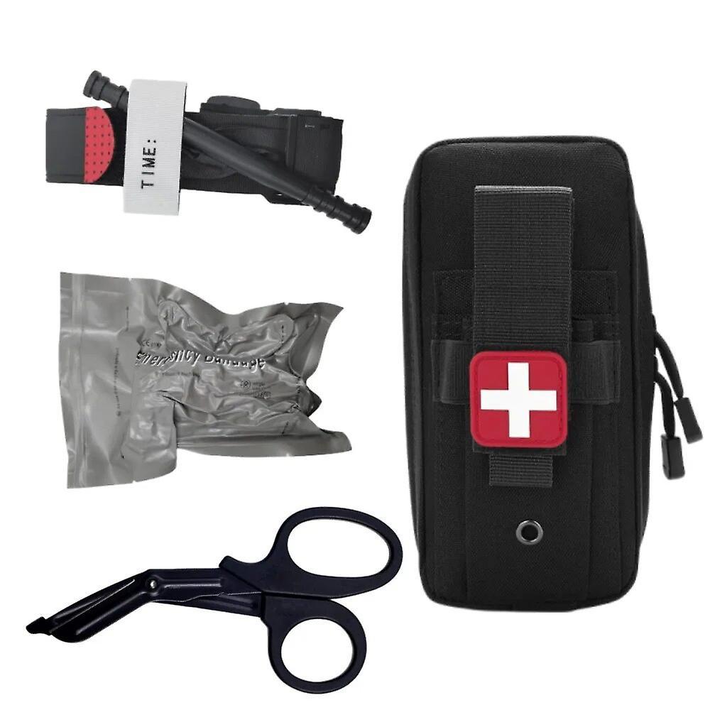 Jhshop Tactical Molle Medical EDC Pouch EMT Emergency Bandage Tourniquet Scissors IFAK Pouch First Aid Kit Survival Bag Military Pack Black set D