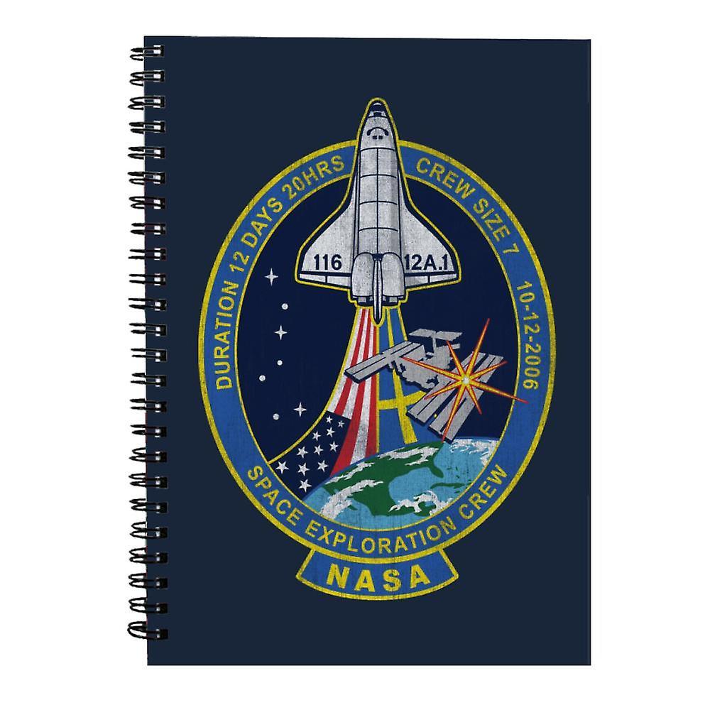 NASA STS 116 Discovery Mission Badge Distressed Spiral Notebook Navy Blue 15 x 21 cm